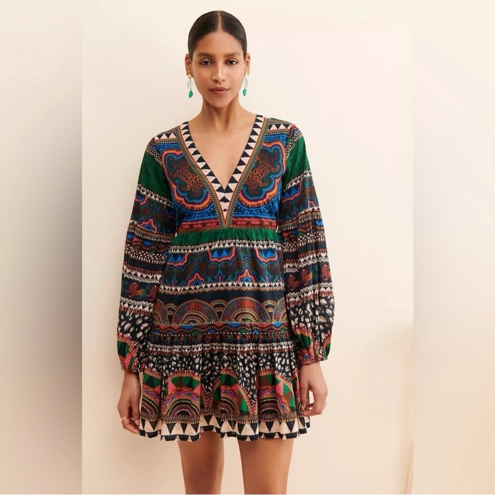 FARM Rio Multicolor Geometric V-Neck Dress